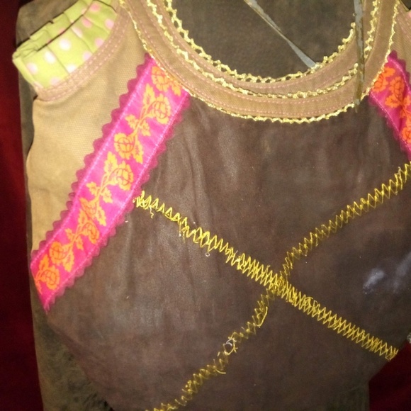Boho chic, handmade brown/pink bag - Picture 4 of 4